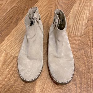 clark’s beige suede ankle boots